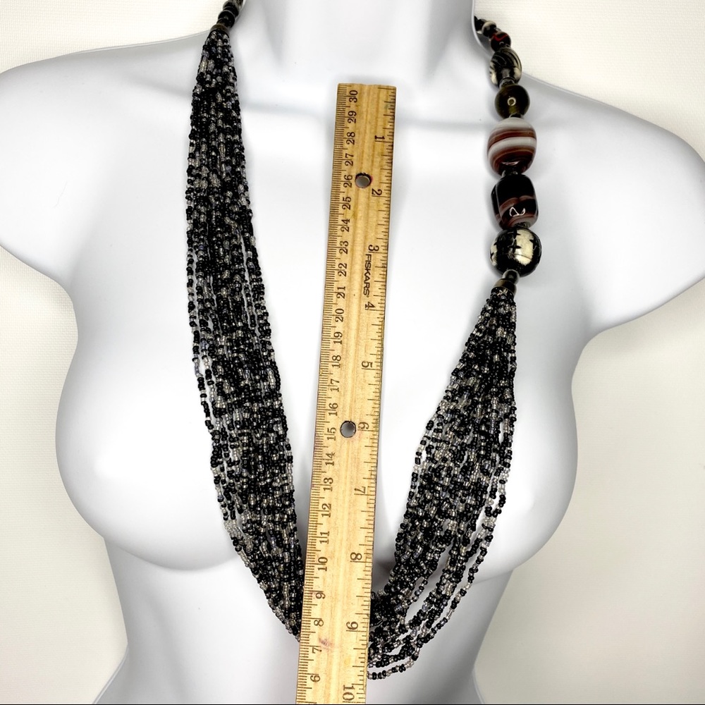 Boho Seed Bead Multi Stranded Statement Necklace - Picture 8 of 8